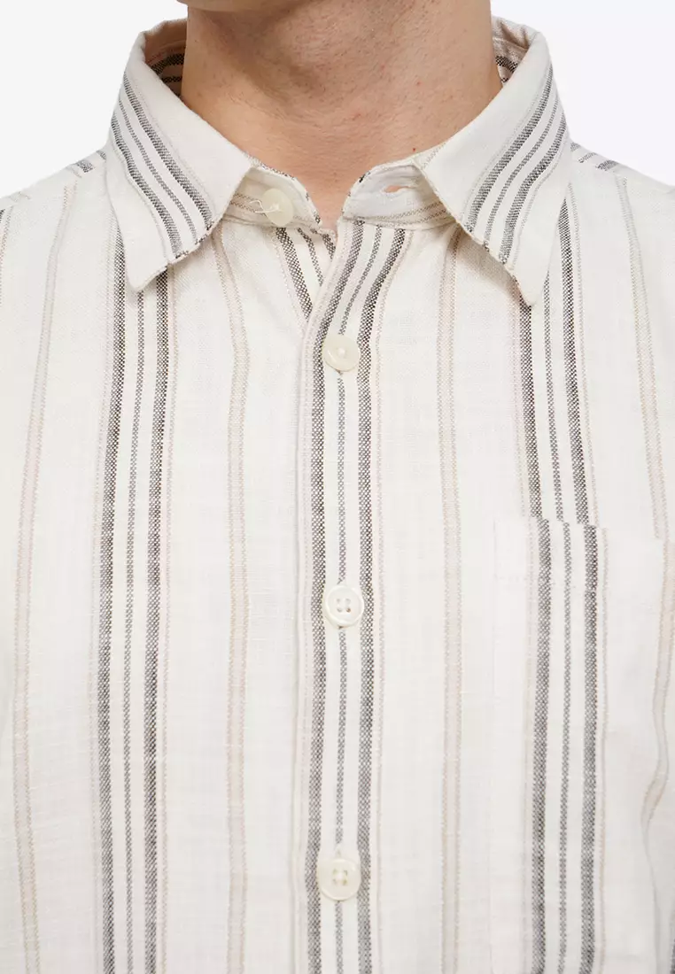 Relaxed Fit Short Sleeve Stripes Shirt