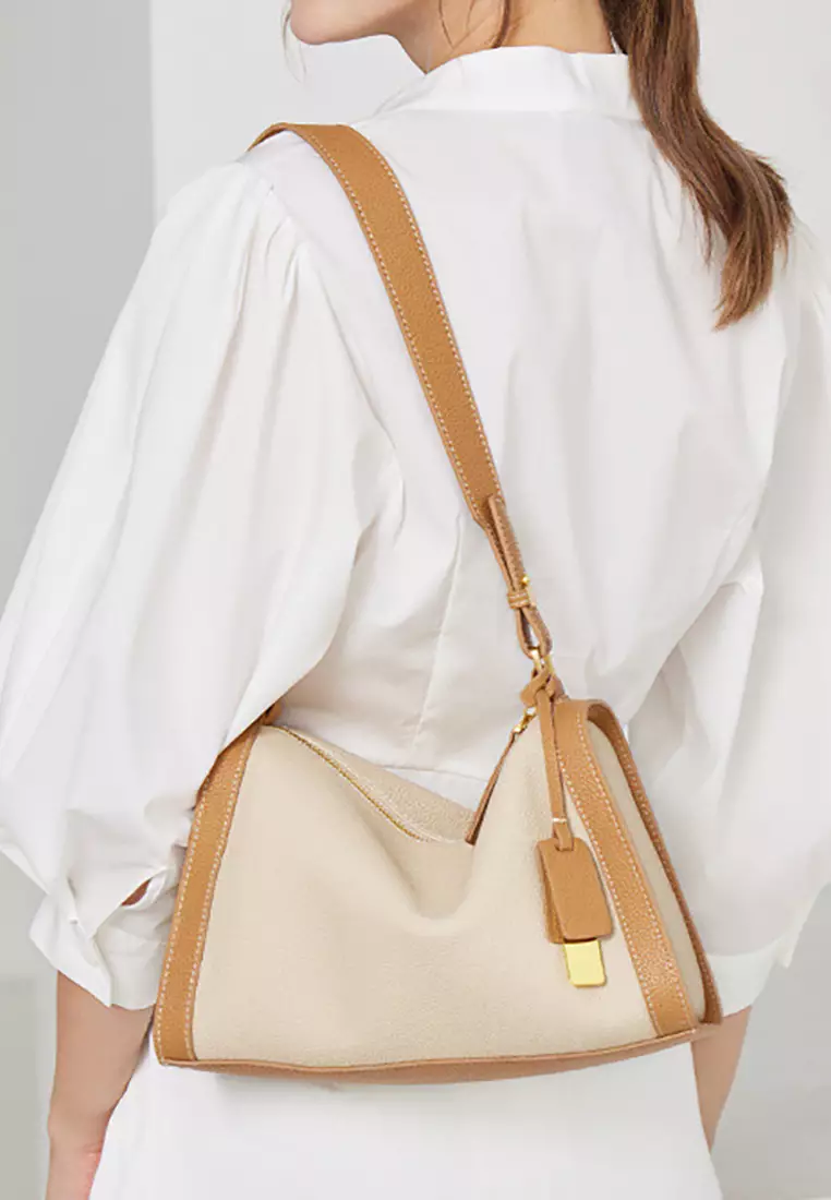 Women's Leather Color Contrast Crossbody Bag