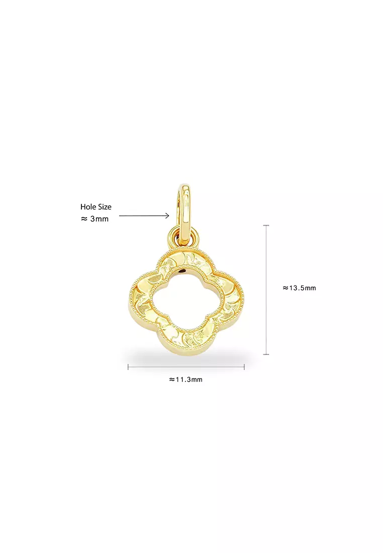 999.9/24K Pure Gold 3D Clover Leaf Pendant B815