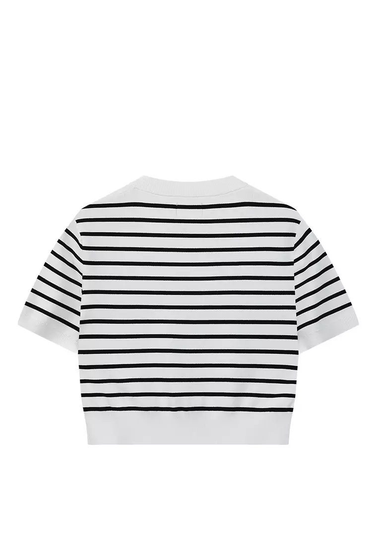 女裝 K-SWISS LOGO 短裝橫紋T裇