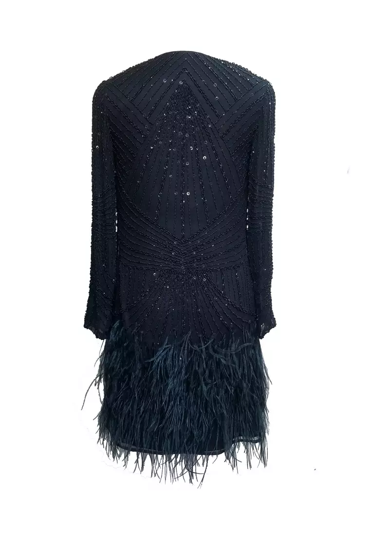 Limited Edition! CNY Collection Fashionable All-over beaded & Feather Chiffon Jacket