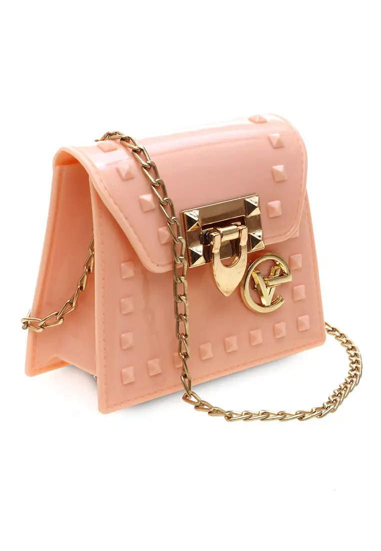 Frith Tas Jelly Slempang Wanita Tali Rantai Design Stylish - Light Pink