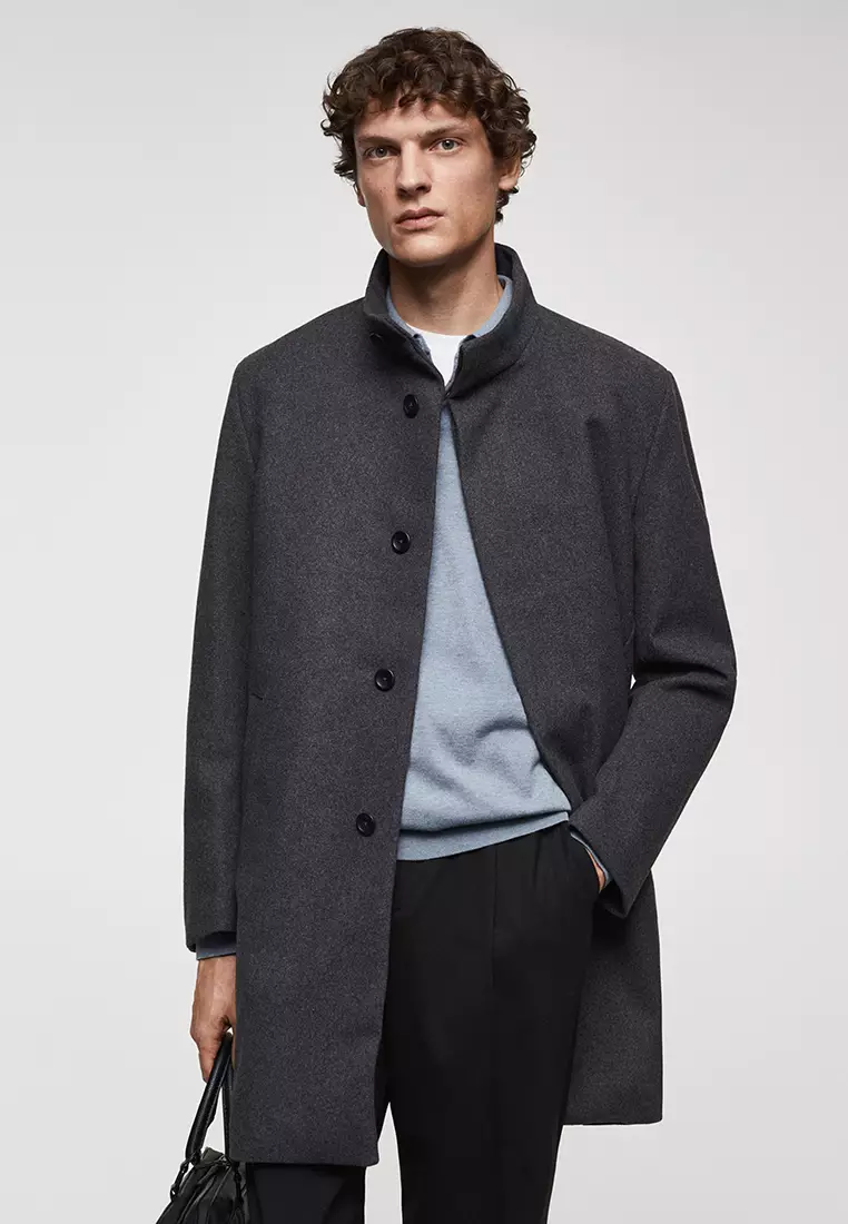 Funnel neck hot sale coat grey