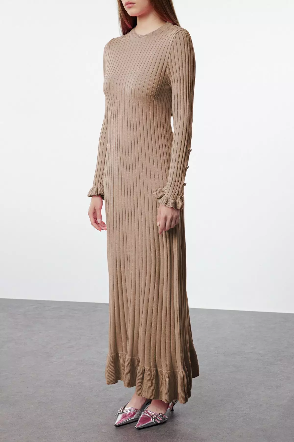 Straight Frill Hem Knitted Dress