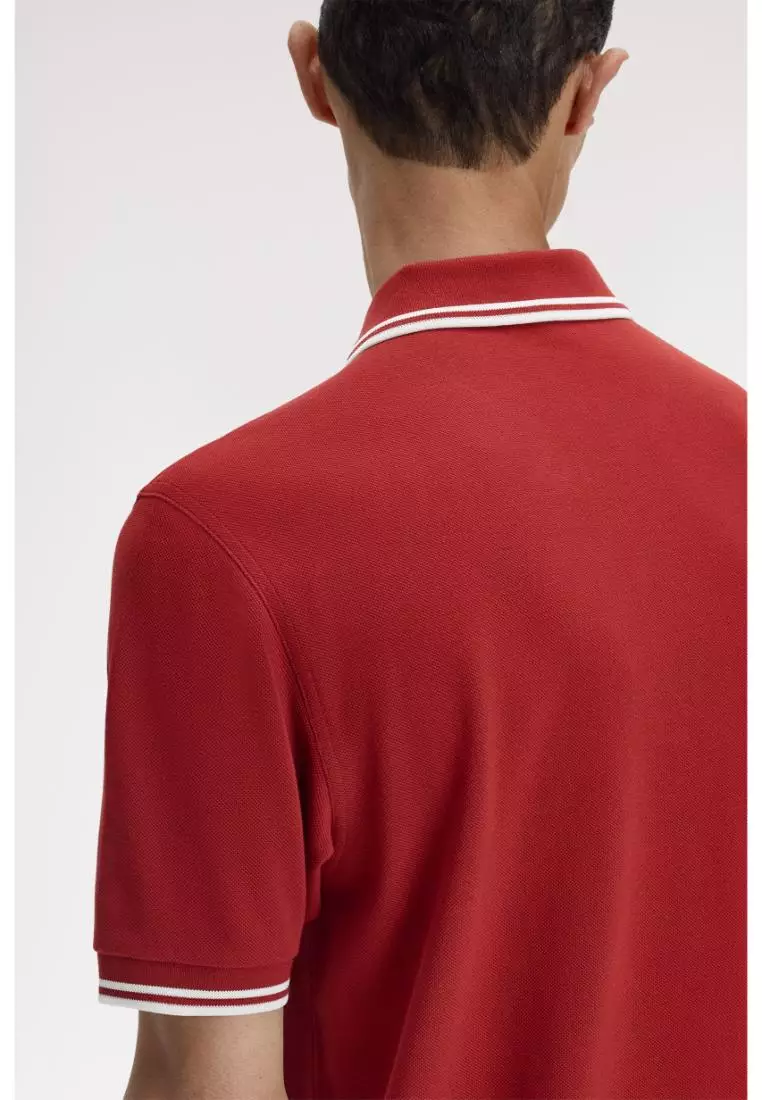 Fred Perry M3600 Twin Tipped Fred Perry Shirt (Burnt Red / Snow White / Snow White)