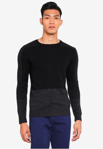 Sisley black Contrast Knit Sweater BFA30AA469D568GS_1