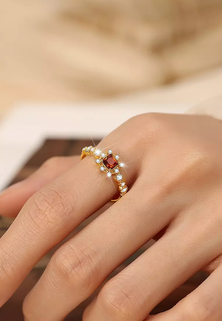 Cincin Wanita Brown Zircon Original Aksesoris Cewek Aksesoris Adjustable Tunangan Jewellery Anti karat
