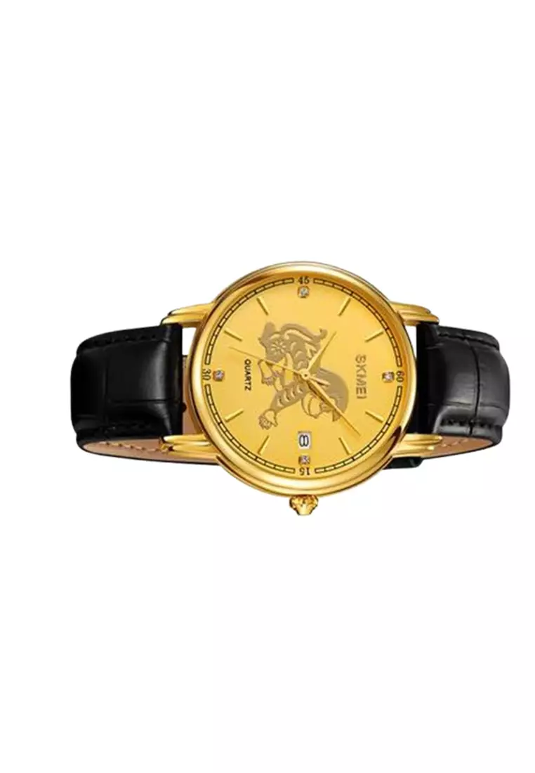 Jam Tangan Quartz Analog Shio Chinese Zodiac Waterproof 30M Monyet ORIGINAL - Black Gold