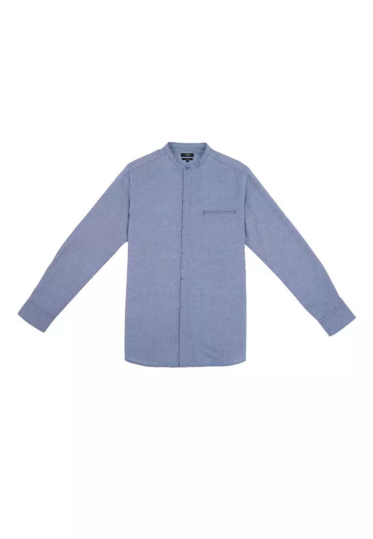 Jobb Khaldun Koko Pria Lengan Panjang Slim Fit Navy