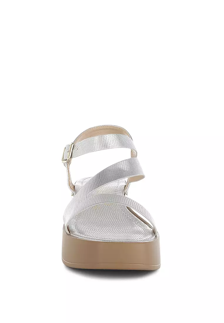 Chunky Flatform Sandals In Silver