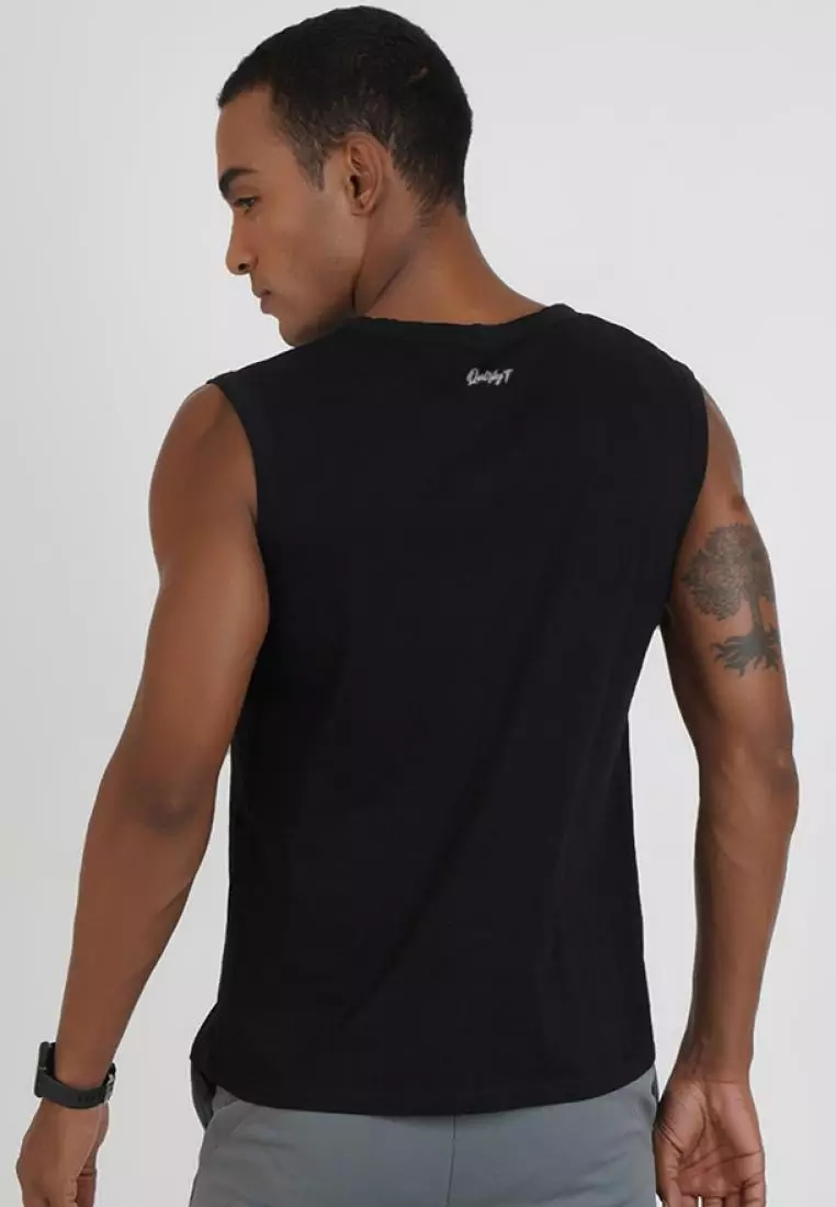 Muscle Never Lies 黑色棉质无袖锻炼/训练背心