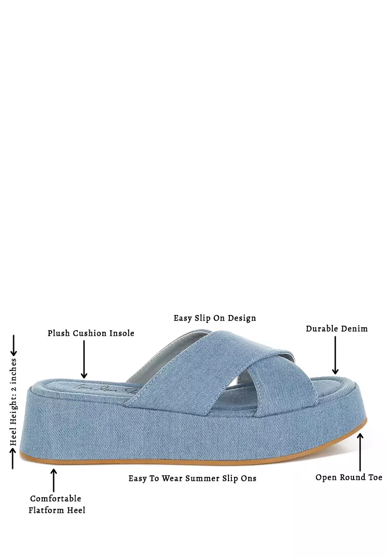 Sepatu Denim Flatform Slip On