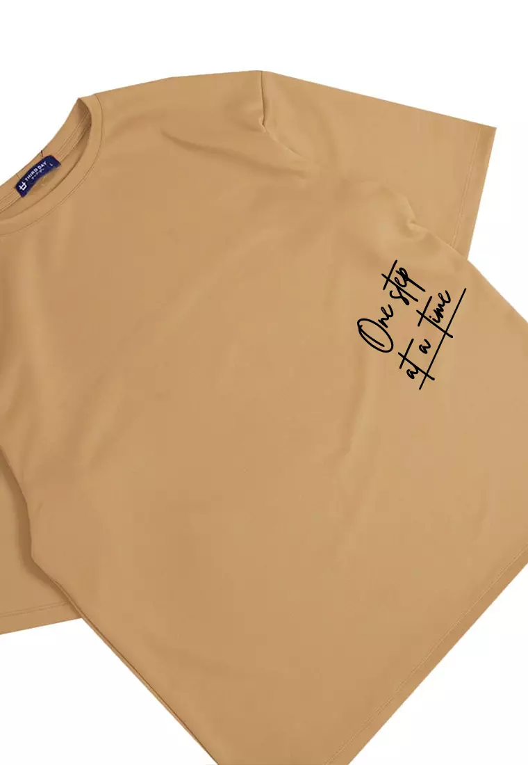 MTW07 kaos oversize keren scubalux "one step at a time" khaki