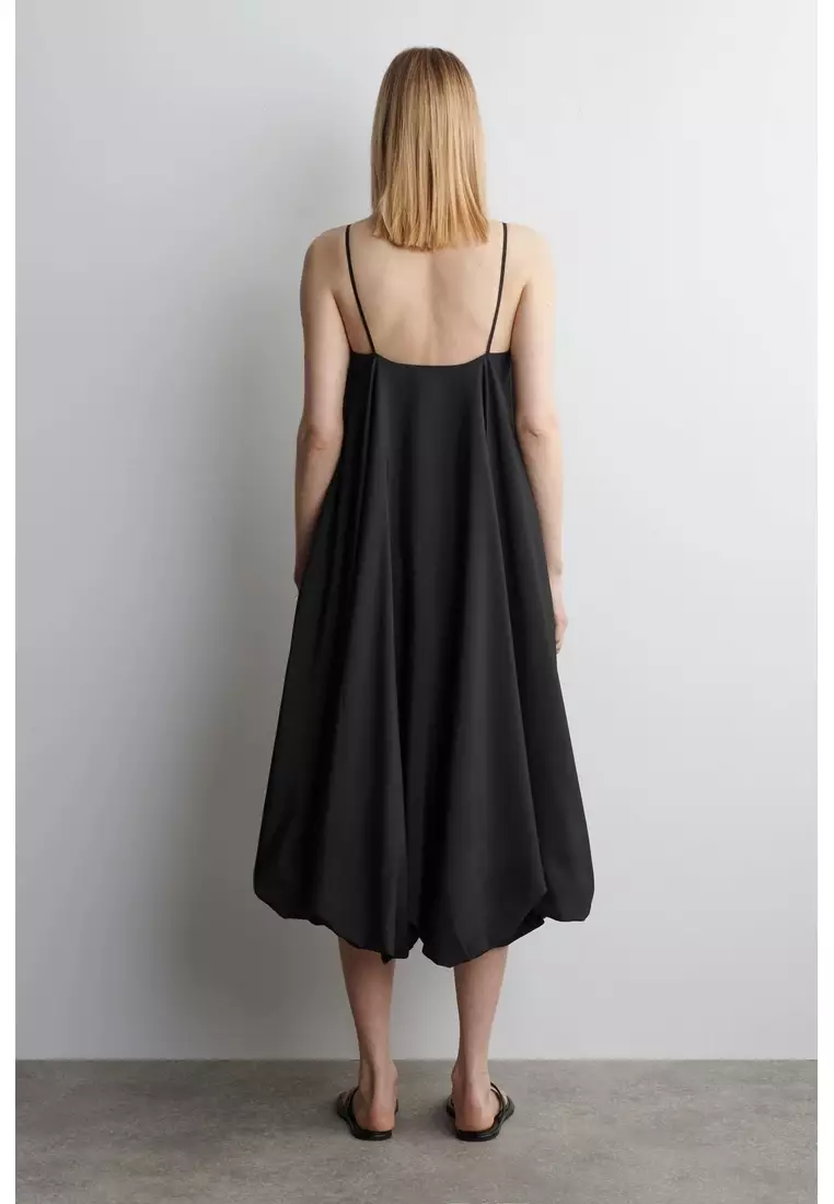 BUBBLE-HEM MIDI DRESS