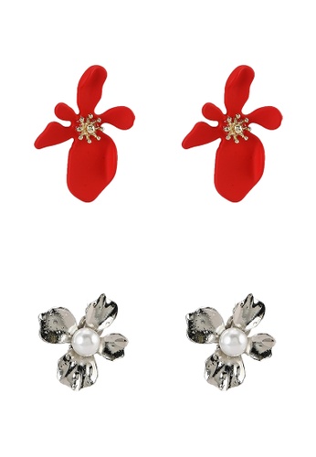 Red's Revenge red 2-in-1 Floral Delight Earrings Set D7D59ACE89042DGS_1