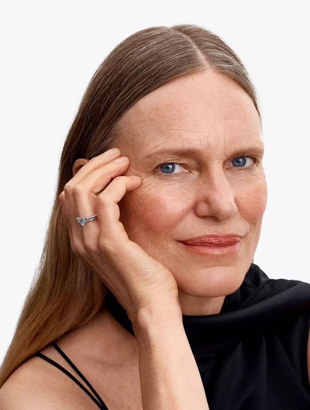 Heart sterling silver ring with clear cubic zirconia