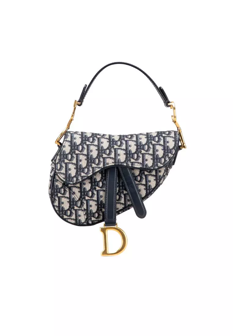二手 Dior 迷你 Oblique 帆布馬鞍包