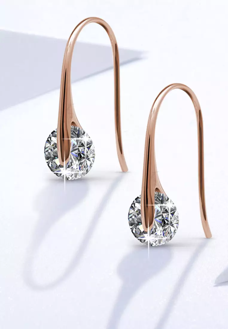 KRYSTAL COUTURE Crystal Earrings Embellished with SWAROVSKI® crystals-Rose Gold/Clear