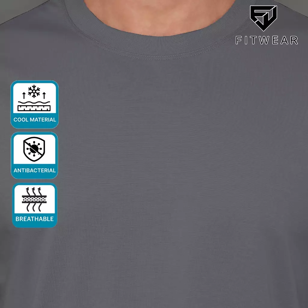 Fitwear Kaos Olahraga Pria Fitwear STEVE LASER CUT ANTI BACTERIAL - ANCHOR GRAY