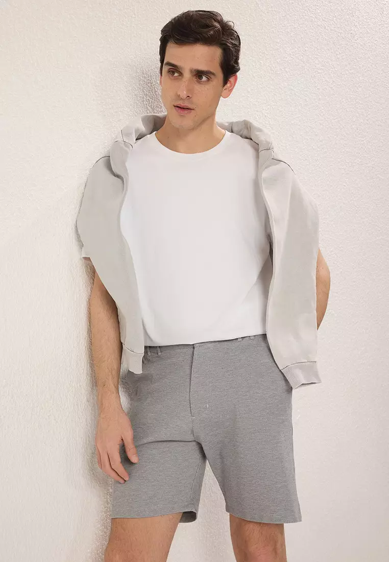 Grey Chino Regular/Normal Cut Woven Shorts & Bermuda TMNSS25SR00008