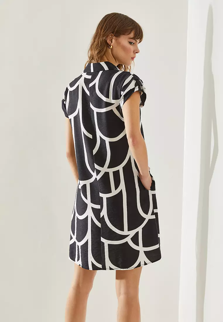 Polo Neck Patterned Summer Dress