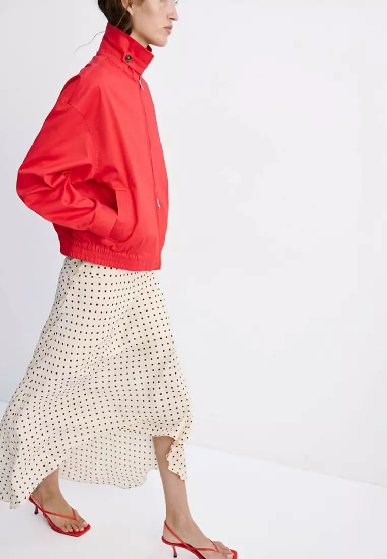 Polka Dot Skirt with Asymmetric Hem