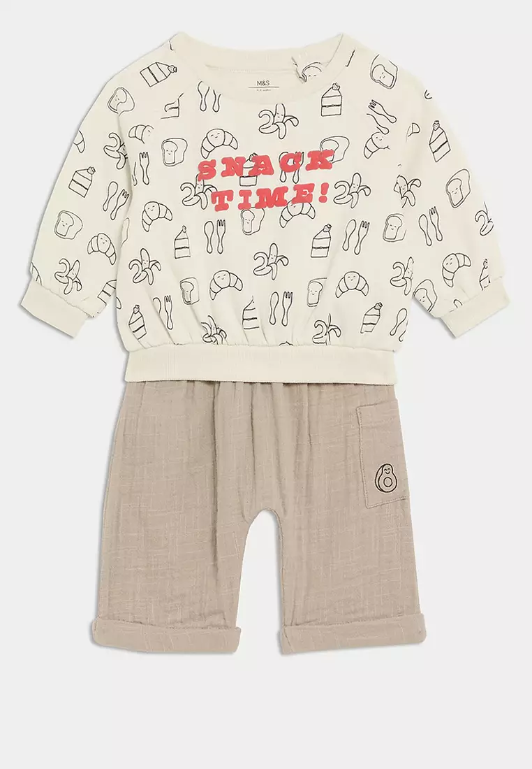 2pc Pure Cotton Snack Time Outfit
