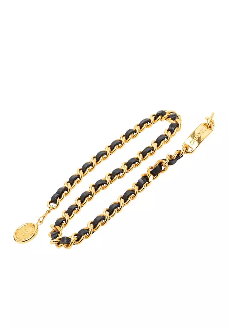 Pre-Loved Chanel Gold Plated Leather Woven Chain Medallion Belt Buy Chanel Pre-Loved Chanel Gold Plated Leather Woven Chain  main image 3