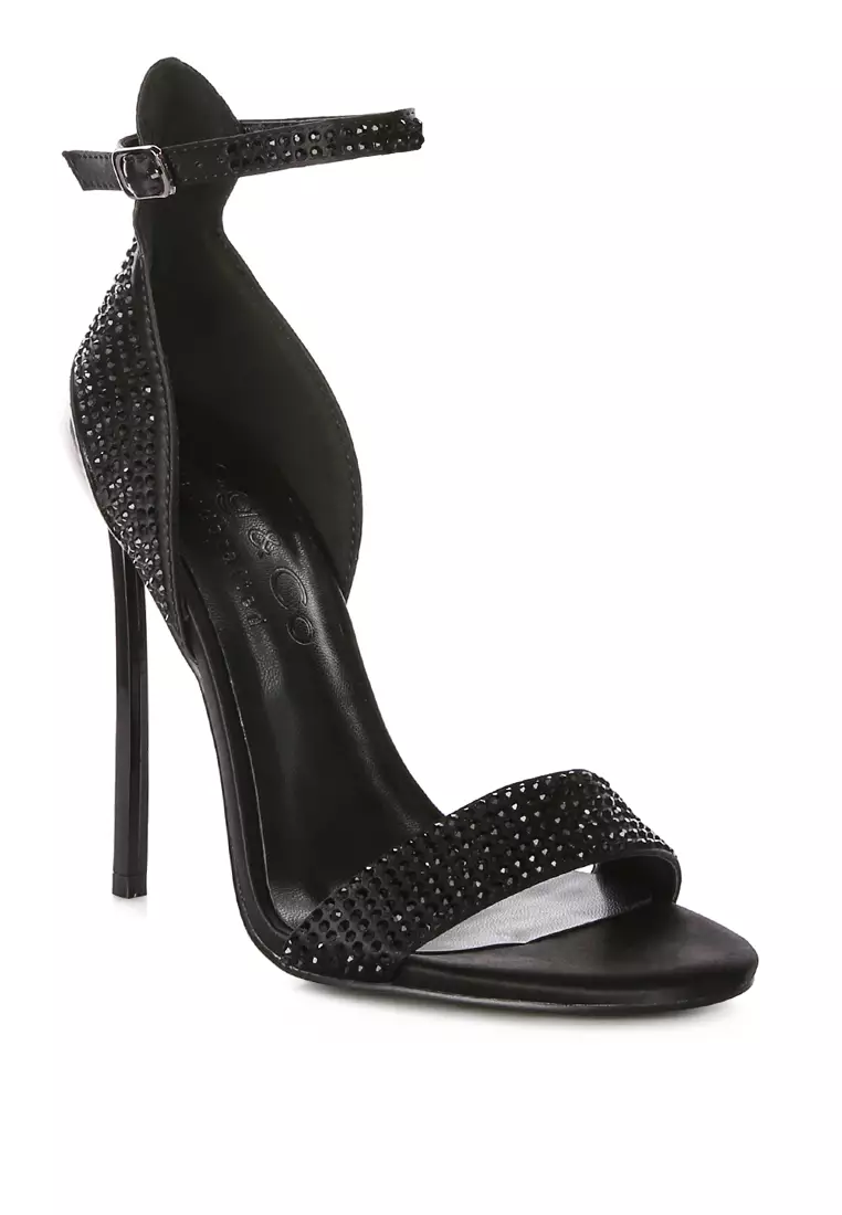Buy RAG CO Black Pointed High Heel Party Sandals 2024 Online