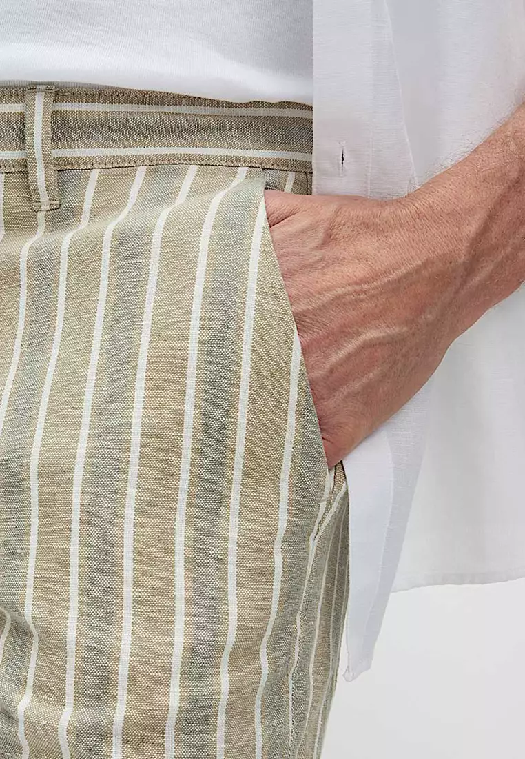 Regular Fit Cotton Linen Blend Chino Shorts