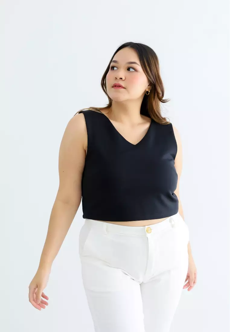 Plus Size Crop Top Tee In Jae Black