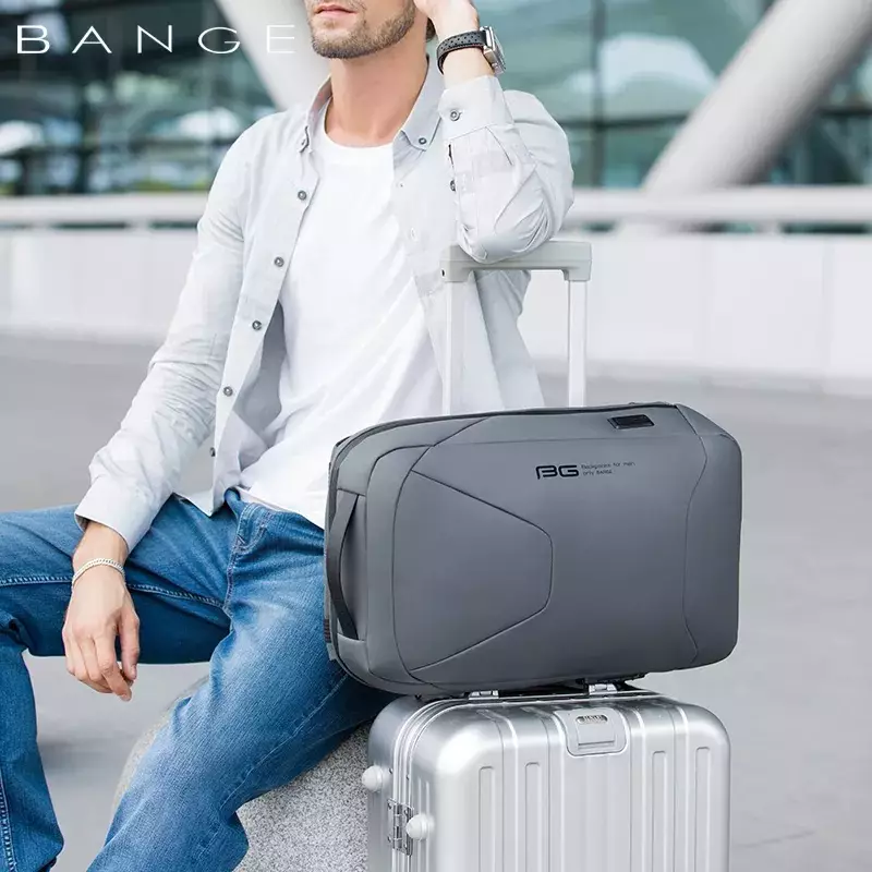 Bange BG22188 Tas Ransel Backpack Laptop Kerja pria 14 Inch Anti Theft Lock USB - Grey