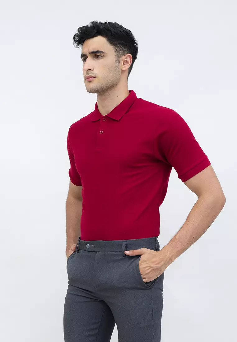 polo shirt baju kaos kerah polo slim houseofcuff marun