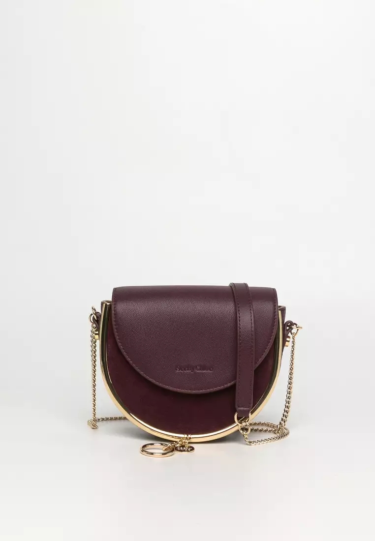 Calfskin Leather Crossbody Bag Saffiano Leather Structured 