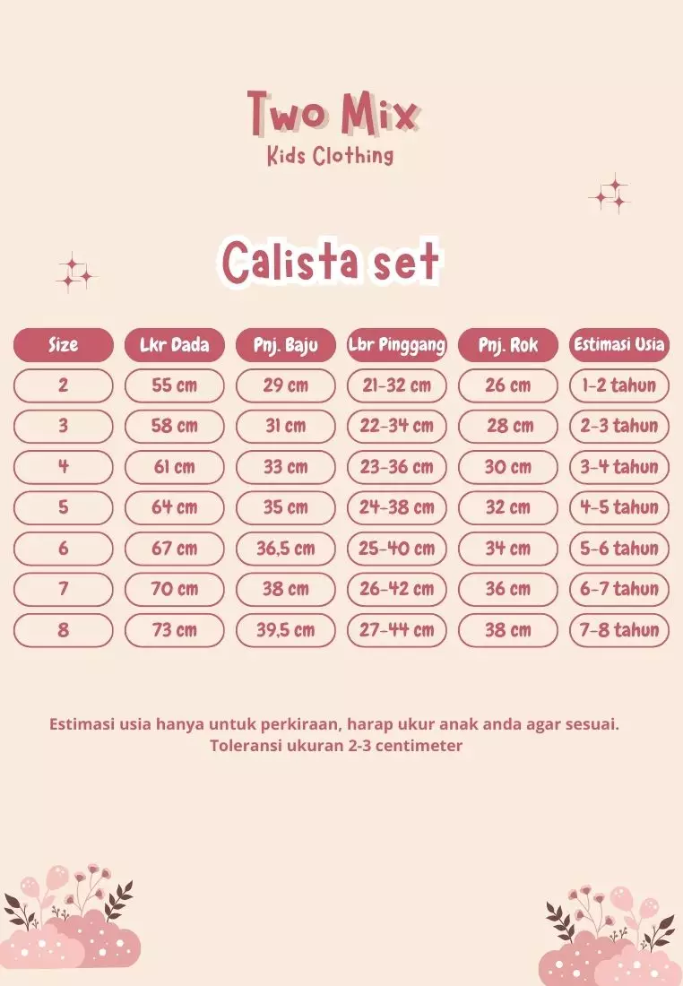 Two Mix - Calista Set - One Set Anak Cewek Setelan Anak Perempuan 1-8 Tahun 4404 Shrimp