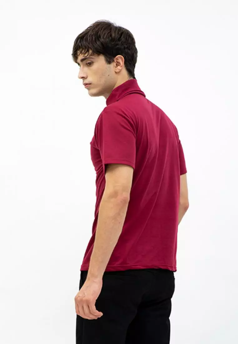 Turtle neck shirt kerah tinggi lengan pendek Maroon kaos polos houseofcuff