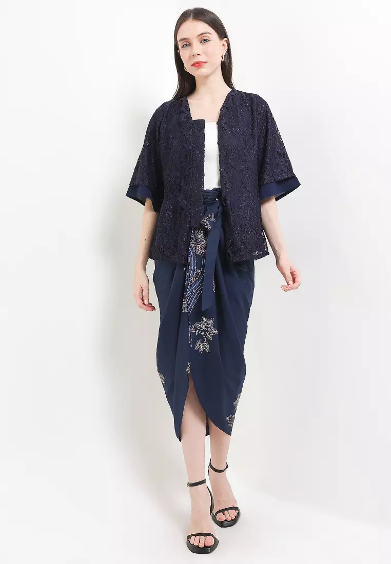 Rok Lilit Wanita Kondangan Batik Instant Firenze Navy