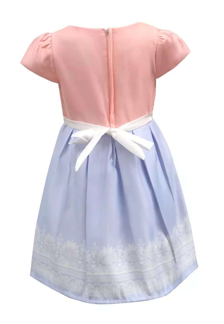 Two Mix Dress Anak Perempuan Bahan Kain Satin Fashion - Baju Anak Perempuan Usia 1-12 Tahun 4275