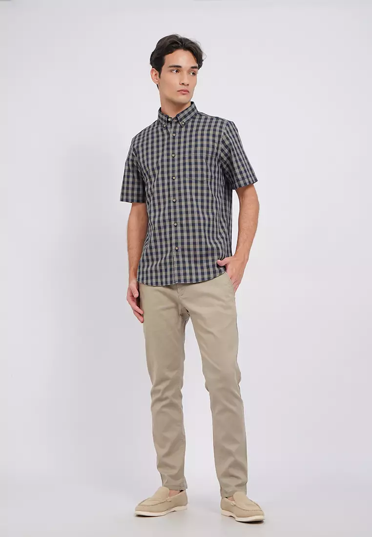 Regular Fit Short Sleeve Checks Shirt
