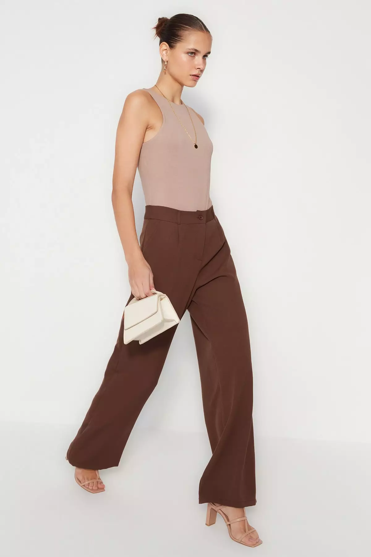 Wide Leg Pleated Trousers
