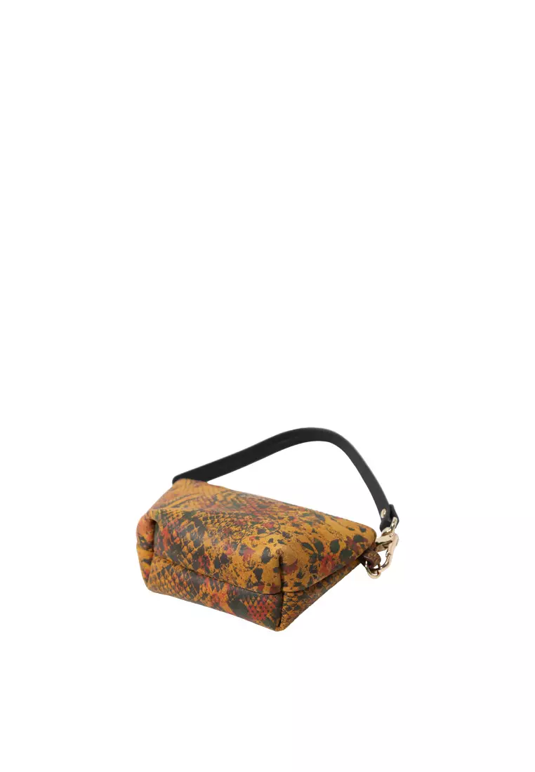 Mirror Zip Pouch - Snake Printed Biscuit