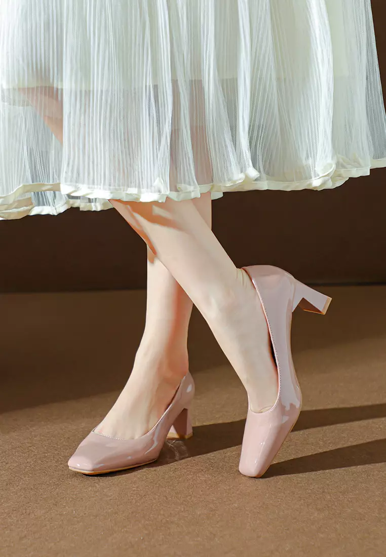 5CM Square Toe Patent Leather Pumps BY2355-3