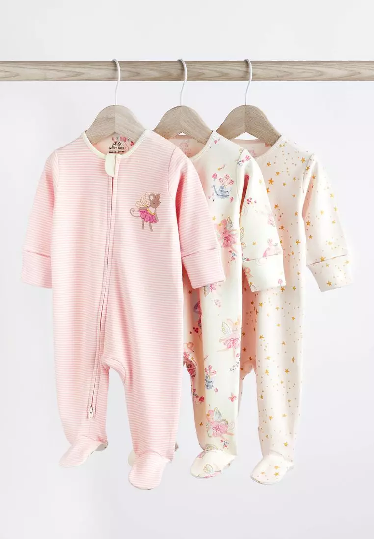 Buy NEXT Cotton Baby Zip Sleepsuits 3 Pack 2024 Online ZALORA