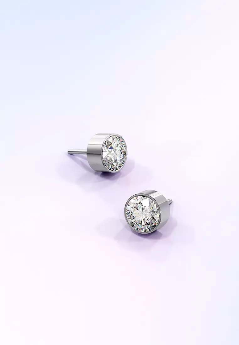 Elemental Studs Embellished with SWAROVSKI® crystals-White Gold/Clear