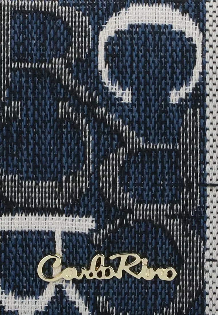 Carlo GEO Jacquard Short Wallet - Dark Blue