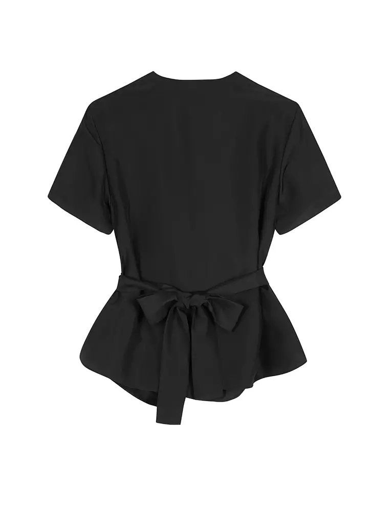 V-Neck Twist Knot Short Sleeve Shirt