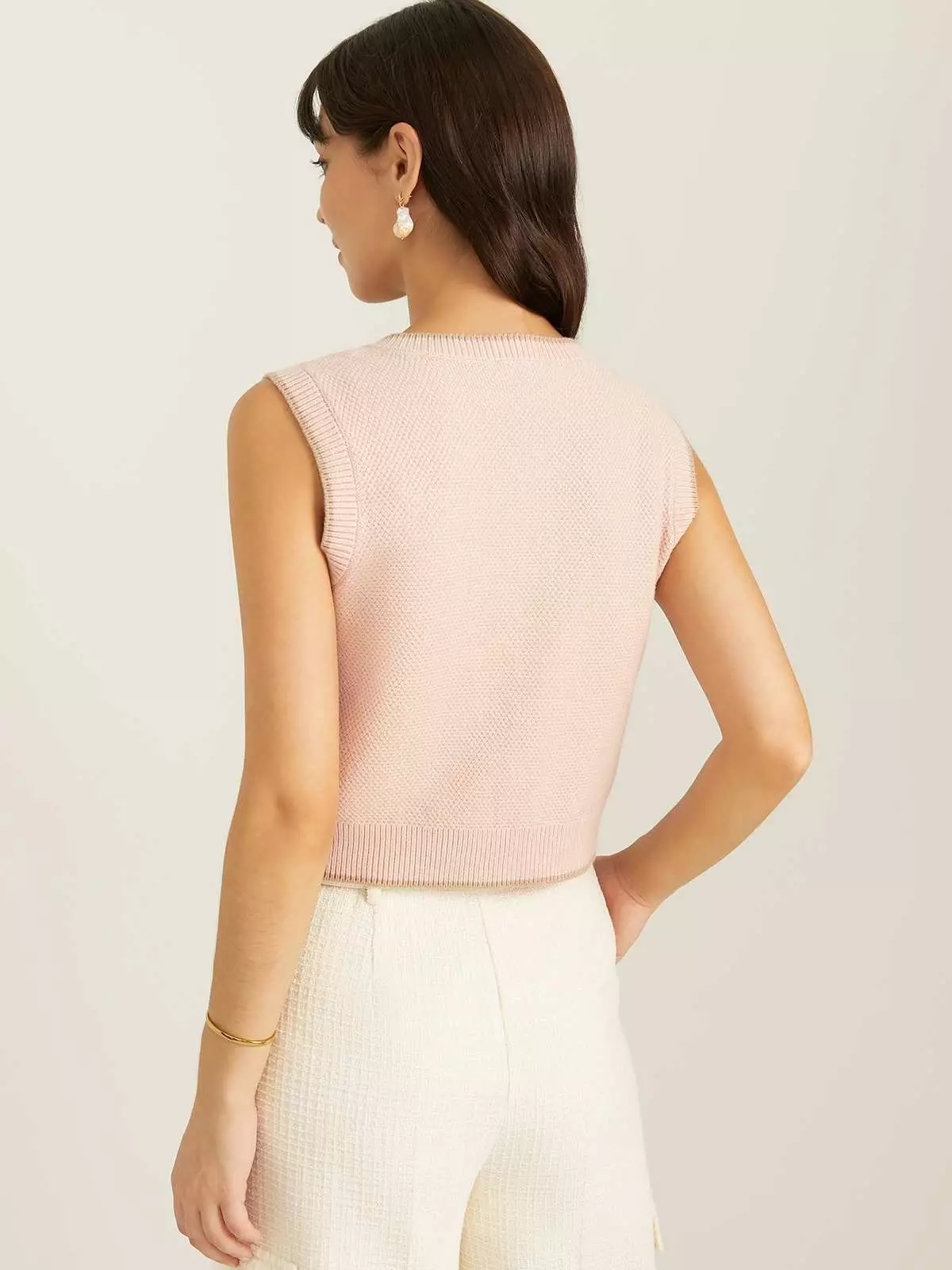 Knit Sleeveless Vest - Pink