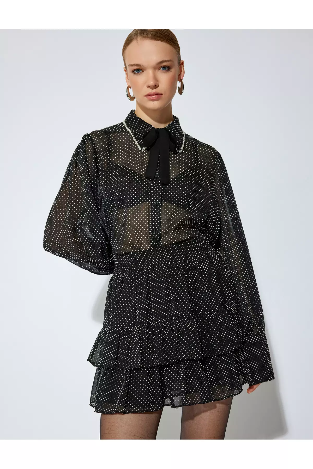 Ruffled Layered Polka Dot Mini Skirt