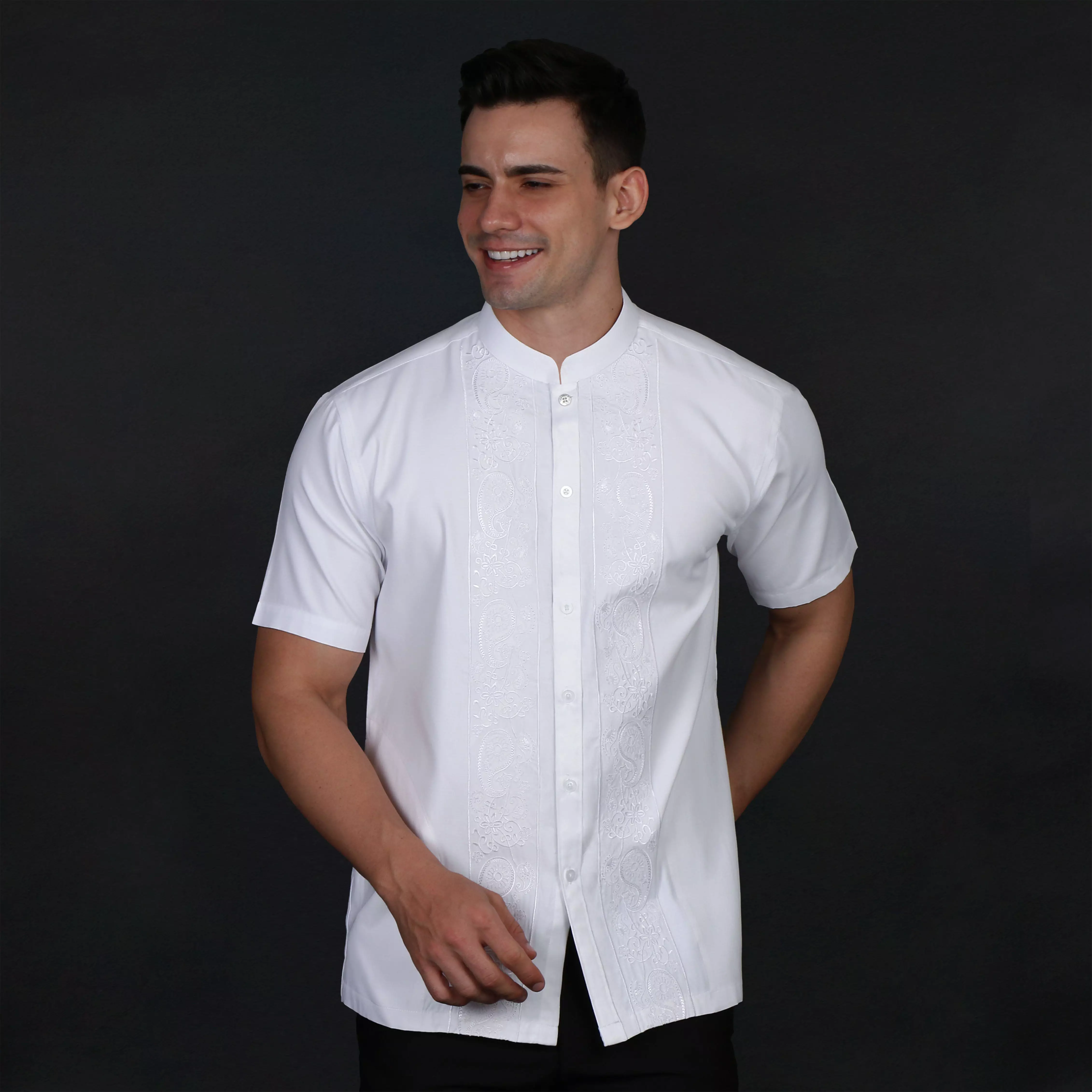 Casella Baju Koko Pria Lengan Pendek Exclusive | Baju Koko Putih Ibrahim Lengan Pendek 4855 White