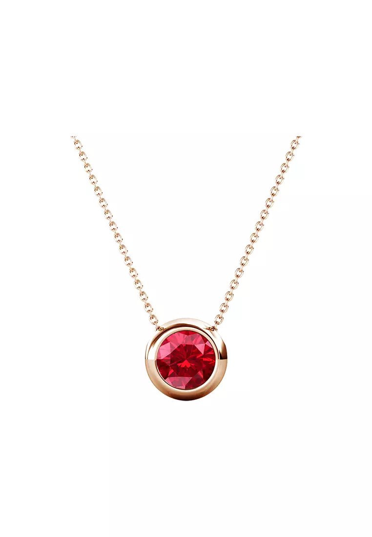 Birth Stone Moon Pendant July Ruby RG - Kalung Crystal Swarovski by Her Jewellery